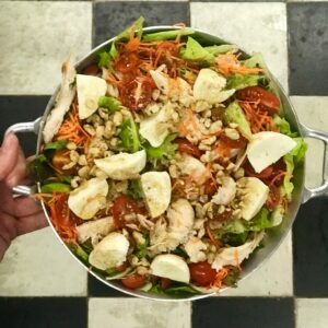 Saladona de mozzarella de búfala com frango