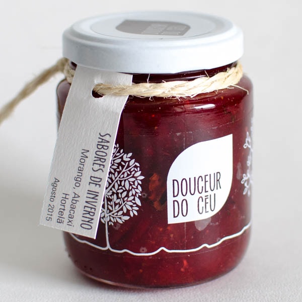 Geleia artesanal de morango, abacaxi, hortelã orgânicos da Douceur do Céu